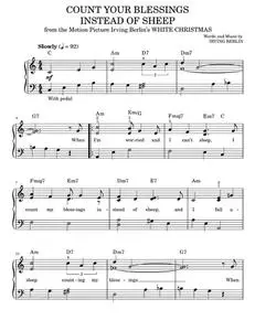 Count Your Blessings Instead Of Sheep - Bing Crosby, Eddie Fisher, Irving Berlin, Rosemary Clooney, (Easy Piano)