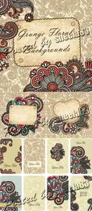 Grunge Floral Backgrounds Vector
