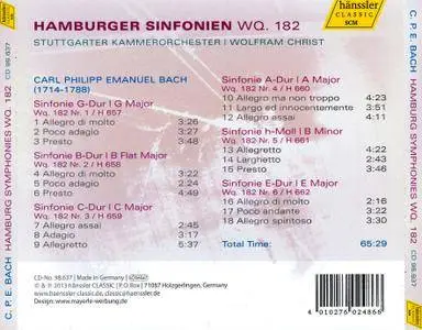 Stuttgarter Kammerorchester, Wolfram Christ - Carl Philipp Emanuel Bach: Hamburger Sinfonien Wq. 182 (2014)