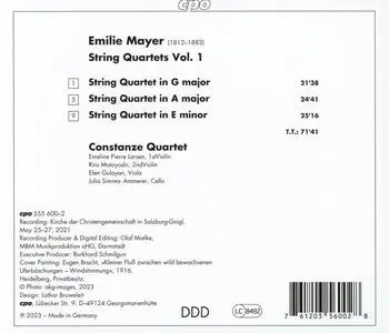 Constanze Quartet - Emilie Mayer: String Quartets, Vol. 1 (2023)