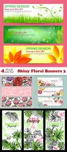 Vectors - Shiny Floral Banners 3