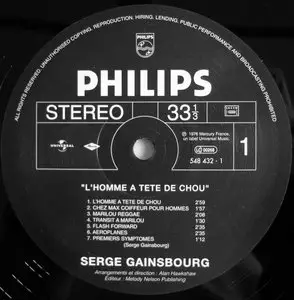 Serge Gainsbourg - L'Homme à tête de chou (French Philips re-issue) LP rip in 24 Bit/ 96 Khz + Redbook