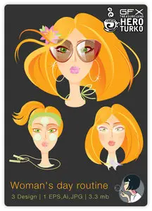 Vector Woman's Day Routine