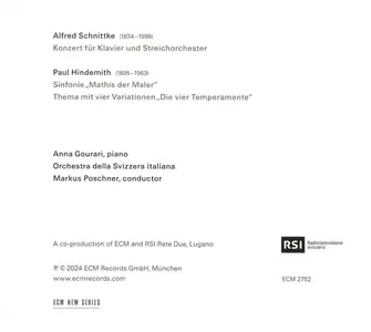 Anna Gourari, Markus Poschner, Orchestra della Svizzera italiana - Paul Hindemith, Alfred Schnittke (2024)