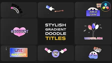 Stylish Gradient Doodle Titles for DaVinci Resolve 58870301