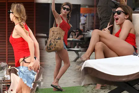 Belen Rodriguez - Bikini candids in Forte Dei Marmi Italy April 6, 2011