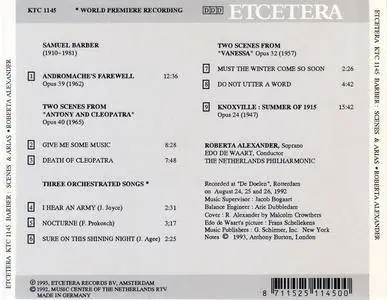 Roberta Alexander, Netherlands PO, Edo De Waart - Samuel Barber: Andromache; Cleopatra; Vanessa; Knoxville; Songs (1993)