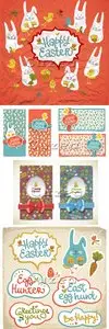 Vector - Happy easter banners rabbit