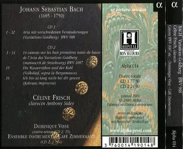 Celine Frisch, Cafe Zimmermann, Dominique Visse - J.S. Bach: Variations Goldberg, 14 Canons, Quodlibet (2001) 2CDs