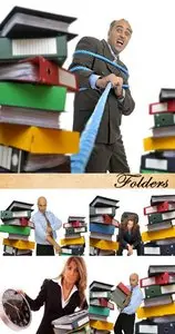Stock Photo: Businessman and folders