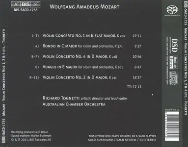 W.A. Mozart - Violin Concertos 1, 2 & 4, Rondo in C, Adagio in E [2011] (PS3 SACD rip)