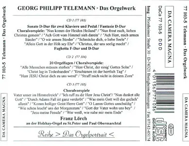 Georg Philipp Telemann • Complete organ works • Franz Lörch