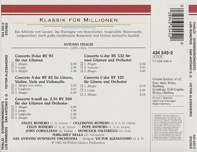 Antonio Vivaldi - Los Romeros - Konzerte für 1, 2 & 4 Gitarren (1960's, 90's, Philips # 432 545-2) [RE-UP]