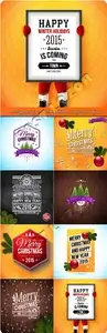 2015 Happy New Year and Merry Christmas holiday vector background 5