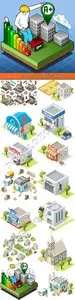 Isometric building flat concept vector 2