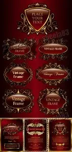 Vintage Golden Frames Vector 3