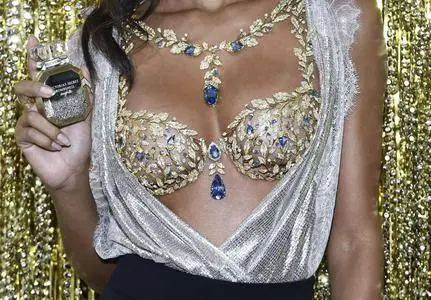 Lais Ribeiro wears The $2 Million 2017 Champagne Nights Fantasy Bra in New York on November 1, 2017