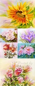Stock Photo - Oil Painted Flowers