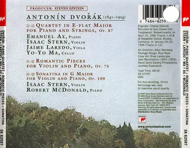Isaac Stern, Emanuel Ax, McDonald, Laredo, Yo-Yo Ma - Antonin Dvorak: Piano Quartet No. 2; Romantic Pieces; Sonatina (1996)