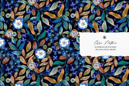 EE - Blue Floral Watercolor Pattern 9WPNVKT