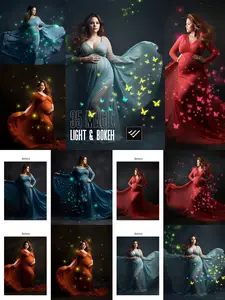 Magic light bokeh Maternity overlays for Photoshop