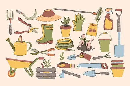 EE - Gardening Tools Vector Illustration UTVA23J