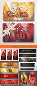 VIP labels banner and cards vector