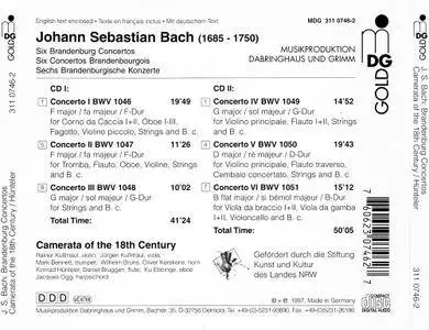 Camerata of the 18th Century, Konrad Hünteler - J.S. Bach: Brandenburg Concertos Nos. 1 - 6 (1997)