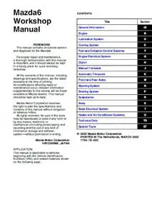 Mazda6 Workshop Manual