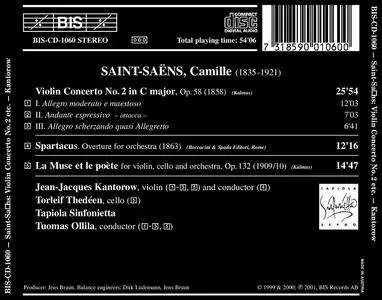 Jean-Jacques Kantorow, Tapiola Sinfonietta - Camille Saint-Saens: Violin Concerto No.2; Spartacus; La Muse et le poete (2001)
