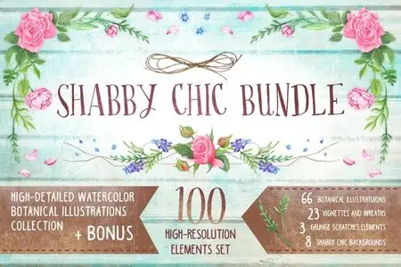 CreativeMarket - Shabby Chic Bundle + Bonus