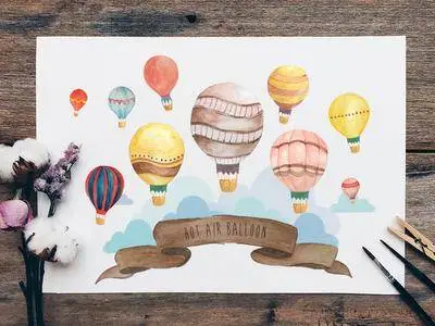 CreativeMarket - Hot Air Balloon Wall Art Bundle