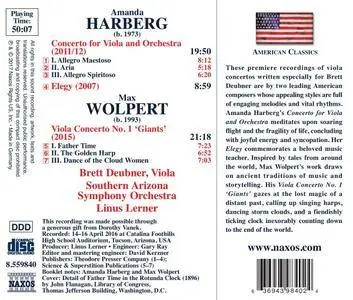 Brett Deubner - Amanda Harberg: Viola Concerto & Elegy - Max Wolpert: Viola Concerto No. 1 (2017)