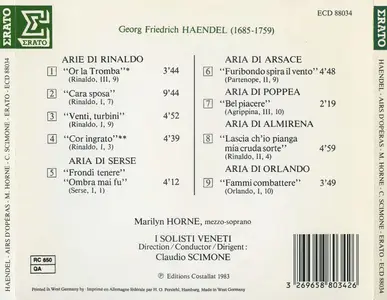 Marilyn Horne, Claudio Scimone, I Solisti Veneti - George Frideric Handel: Airs d'Operas / Operatic Arias (1983)