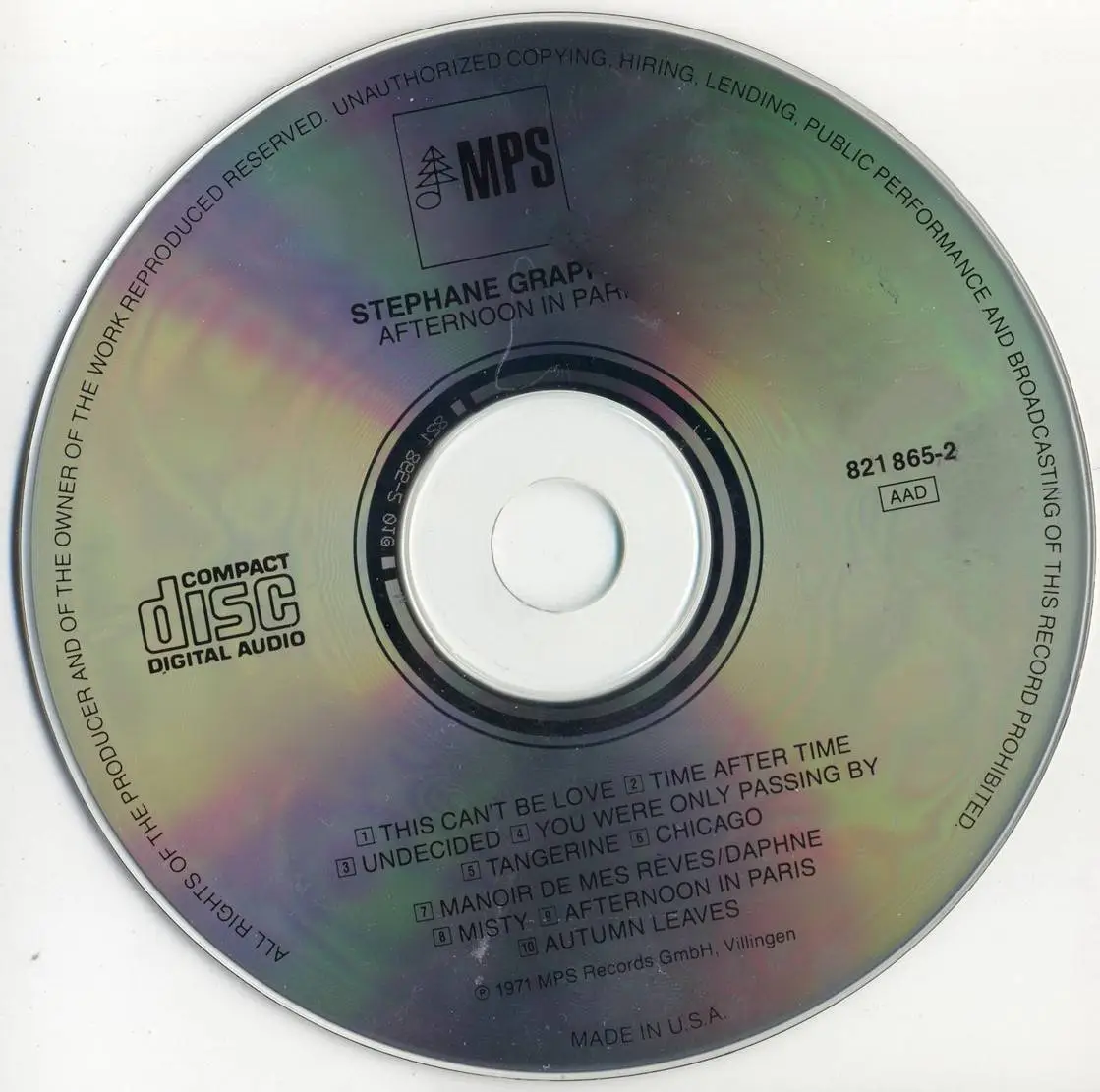 Stephane Grappelli - Afternoon In Paris (1971) {MPS 821 865-2 rel 1991}