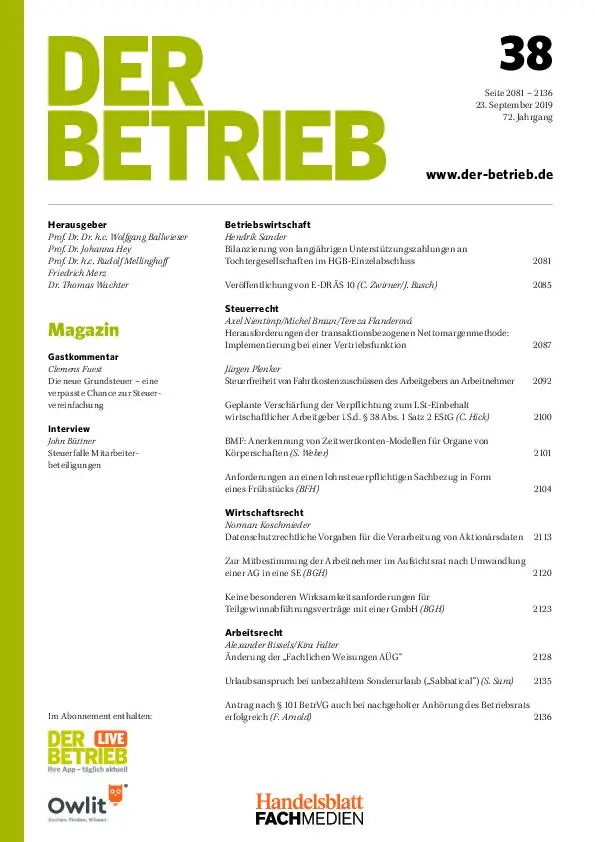 Der Betrieb - 23. September 2019