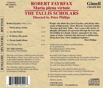 Peter Phillips, The Tallis Scholars - Robert Fayrfax:Maria plena virtute (2024)