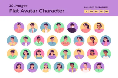 EE - 30 Flat People Avatar Character Illustration 2JYC5SA