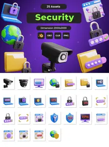 EE - Security 3D Icons WMQFECB