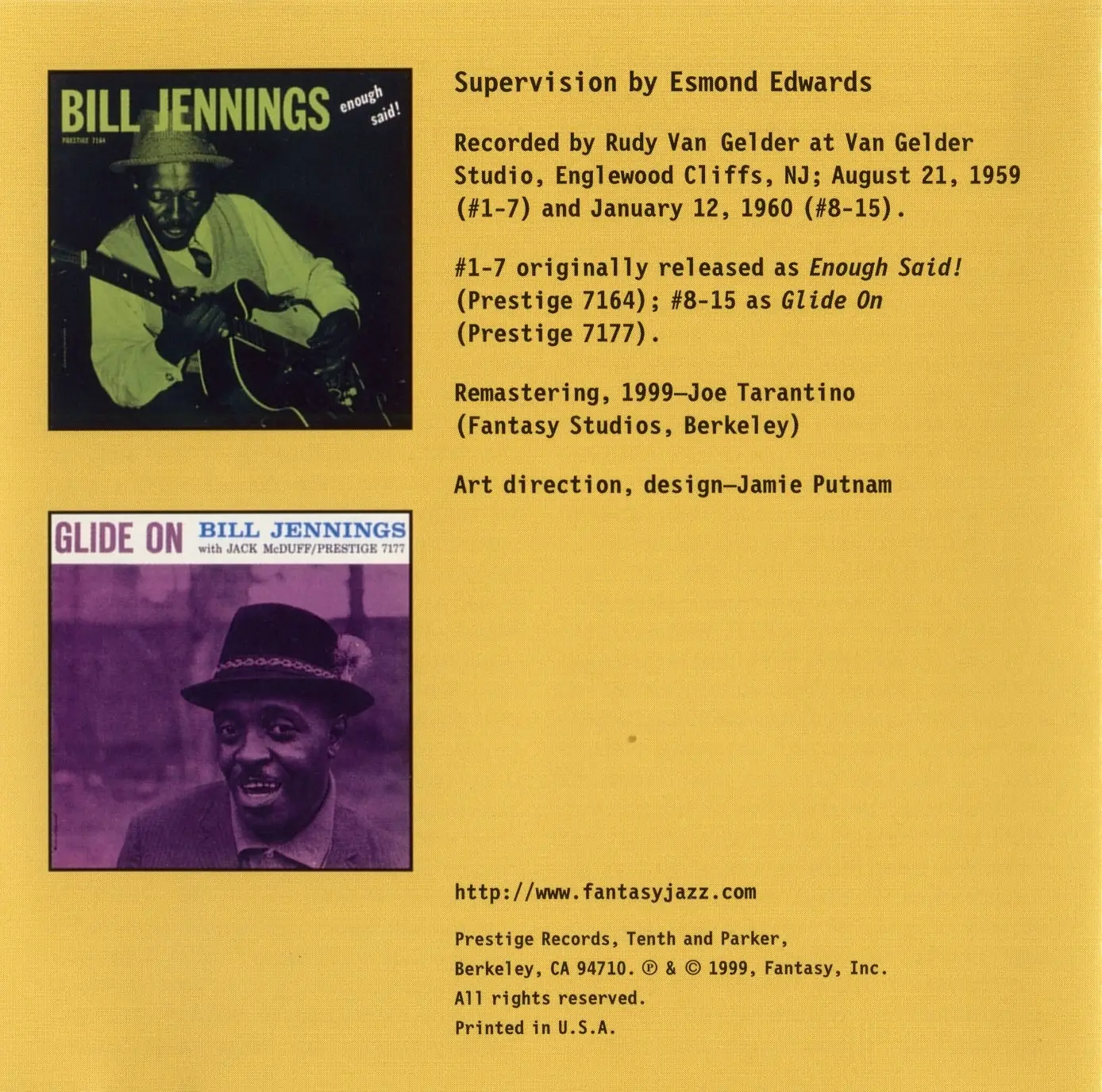 Bill Jennings & Jack McDuff - Glide On (1999) {Prestige PRCD-24234-2 ...