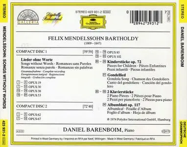 Daniel Barenboim - Felix Mendelssohn: Lieder ohne Worte (1986)