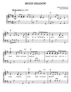 Moon Shadow - Stevens Cat (Easy Piano)