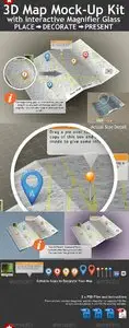 GraphicRiver 3D Map Mock-Up Kit with Magnifying Glass