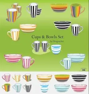 Vector Cups and Bowls set