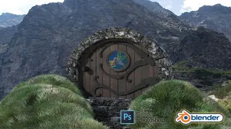 3D Modelling a Hobbit Door Scene in Blender 2.9 & Adobe Photoshop