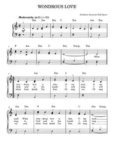 Wondrous Love - Southern American Folk Hymn (Easy Piano)