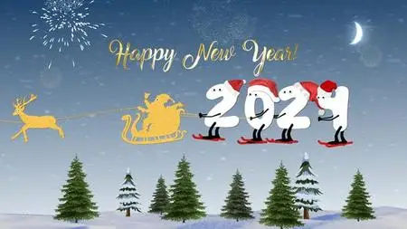 New Year Cartoon Skier | After Effects 49409458