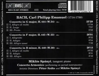 Miklós Spányi, Concerto Armonico - Carl Philipp Emanuel Bach: The Complete Keyboard Concertos, Vol. 8 (1999)