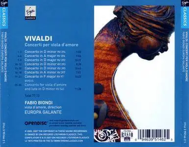 Europa Galante, Fabio Biondi - Vivaldi: Concerti per viola d'amore (2007) (Repost)