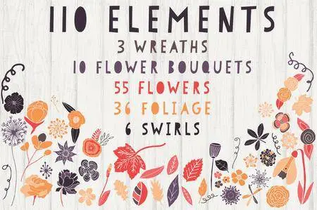 CreativeMarket - Floral Clipart & Pattern Bundle Set